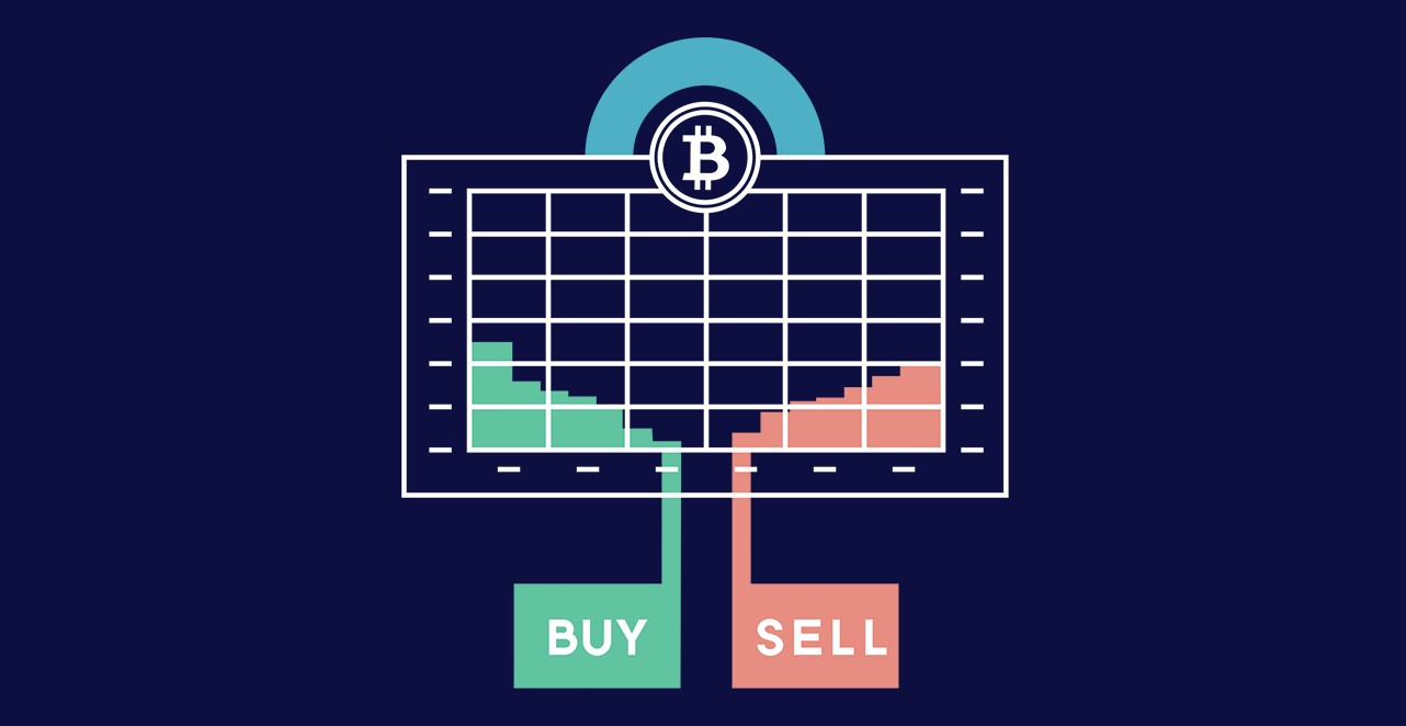 shows a simple graphic of bitcoin book depth chart.